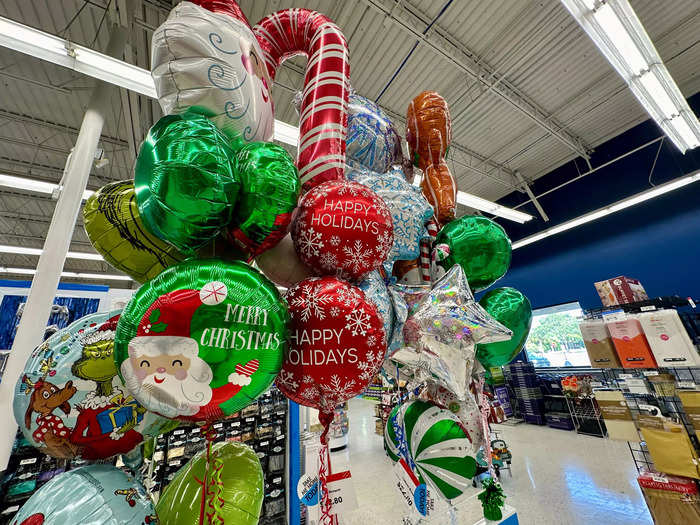 The Christmas-themed balloon display at Party City lifted my spirits.