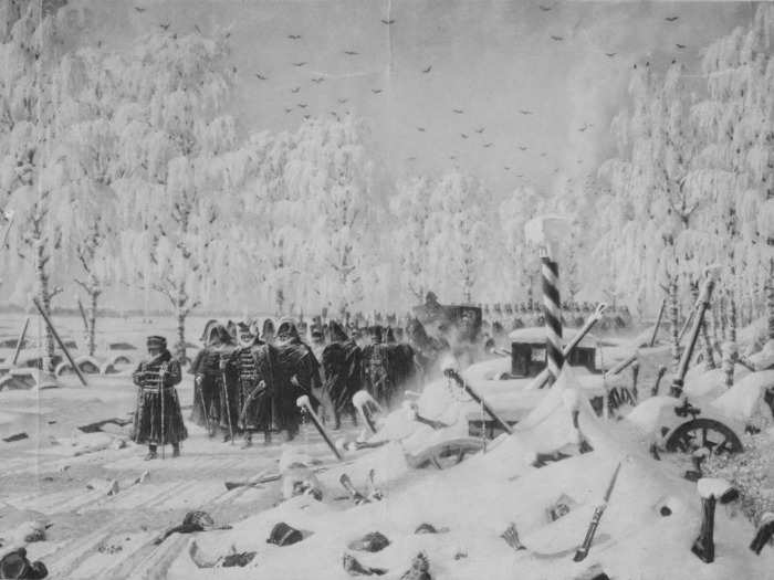 The weather, lack of food, and repeated attacks by the Russian army further weakened Napoleon