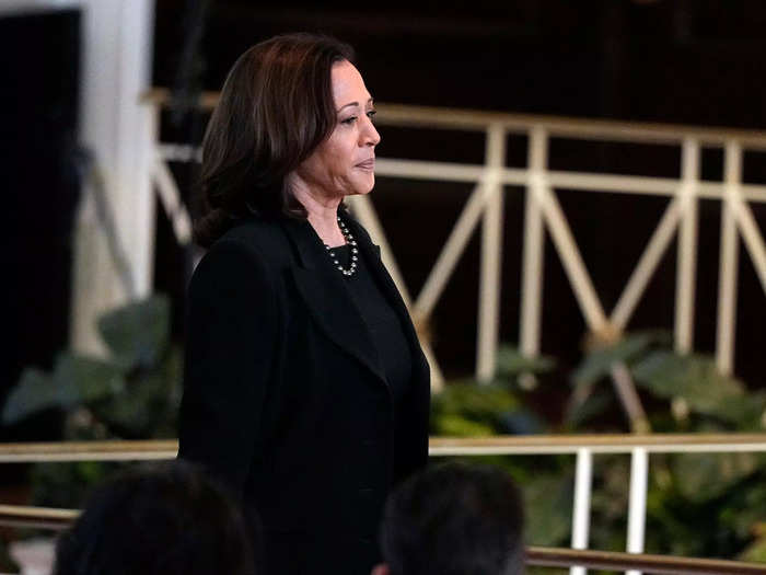 Vice President Kamala Harris joined the President and First Lady at the memorial service. 