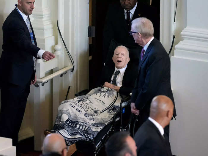 President Joe Biden attended the memorial for Rosalynn Carter. 