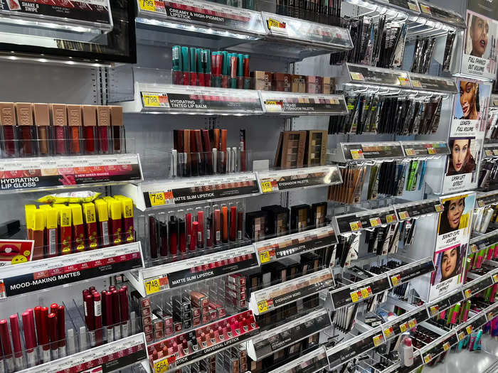 Shelves in the cosmetics section had thousands of little lights to brighten up the display.