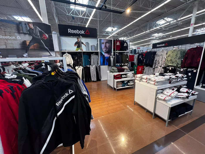 This Reebok apparel section was one of a few brand-partnership areas.