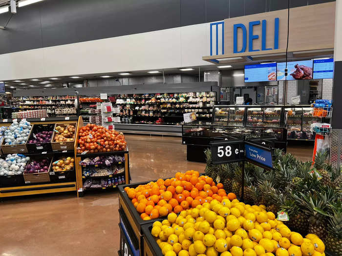 I started my lap around the store on the grocery side, where shopping carts had ample room to navigate around fresh-produce displays.