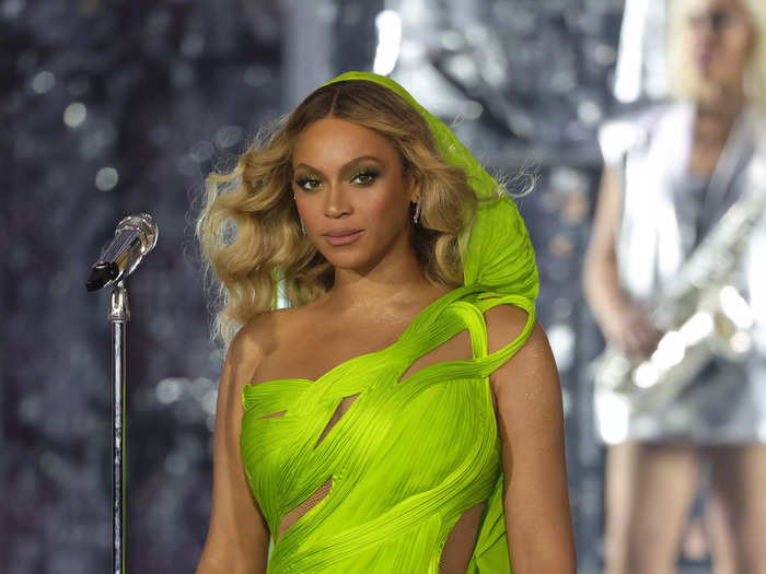 The singer also wore an ethereal lime-green colored gown in Atlanta.