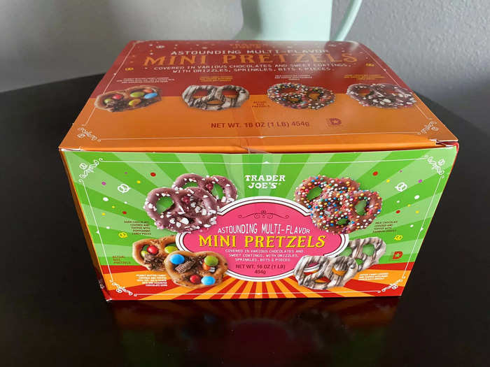 I was intrigued by the big box of multi-flavor mini pretzels.