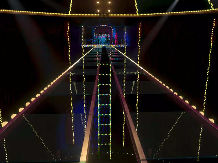 In episode seven of "Squid Game," players must make it across a glass bridge to survive.