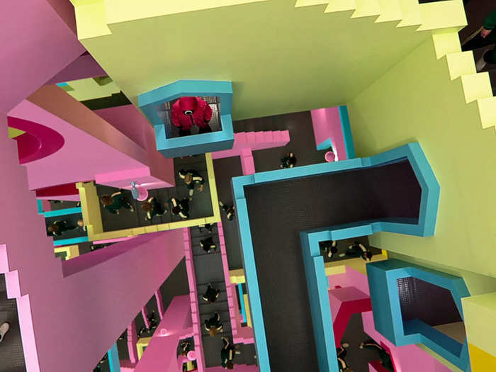 The stairs seen on "Squid Game: The Challenge" are less elaborate.