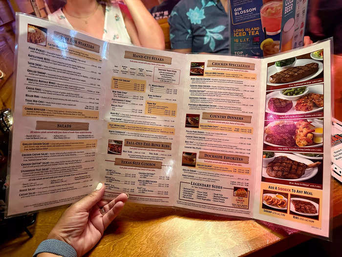 Texas Roadhouse has a decent-sized menu. 
