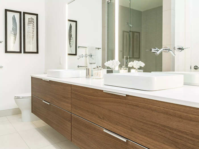 Floating vanities offer a sophisticated aesthetic and save on space. 