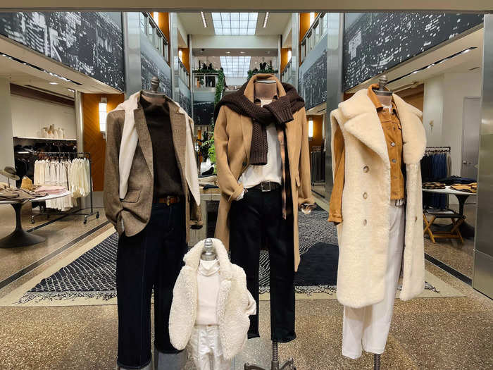 The first mannequins I saw were styled in basic winter pieces.