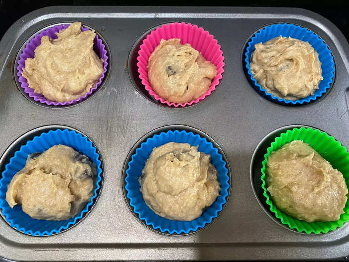 After slowly combining all of my ingredients, I baked the muffins.  