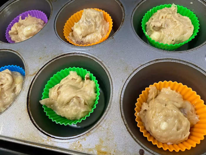 I combined the rest of his ingredients and put the batter in a muffin pan.