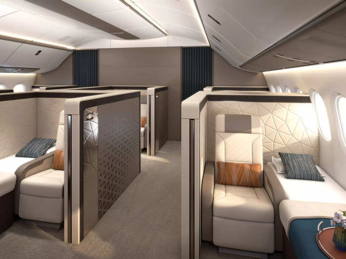 This includes six first class "Deluxe Suites," as well as 32 business class seats and 36 premium economy seats.