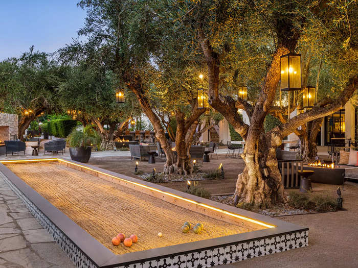 Here, bocce ball is the activity of choice, citrus trees shade the walkways, and “a local Shaman” hosts sound baths at the spa, according to the hotel.