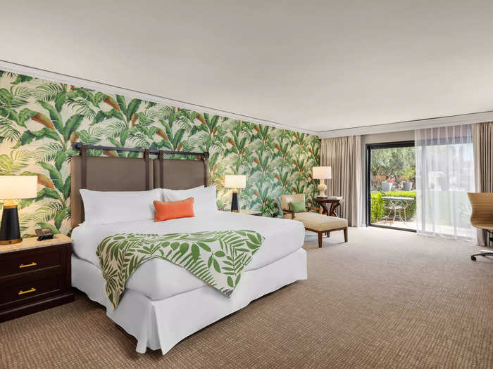 The 215 hotel rooms were redecorated with touches like its own wallpaper and metal-accented headboards.