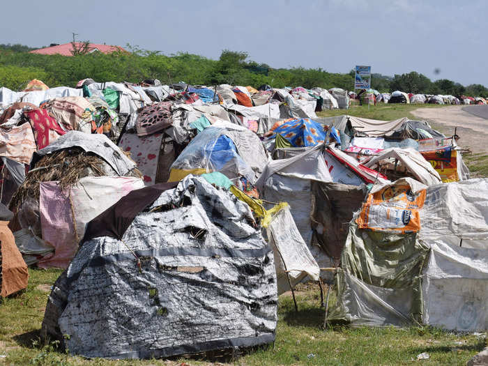 Residents have been forced to make temporary shelters.