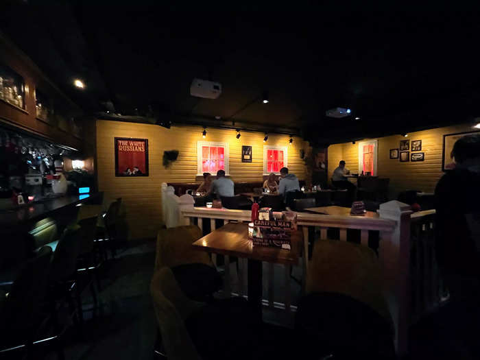 Further inside, another dining area was designed to look like the porch of a house.