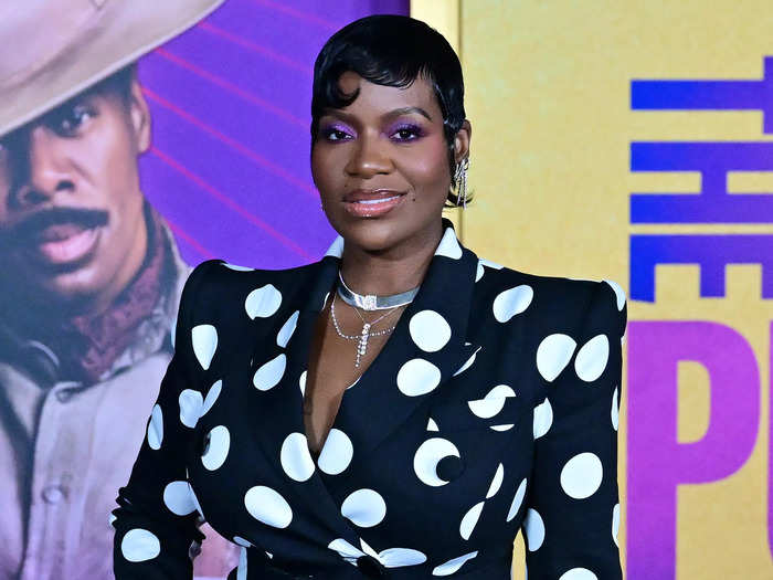 Fantasia Barrino, who makes her movie acting debut in the film, also opted for a tailored look.