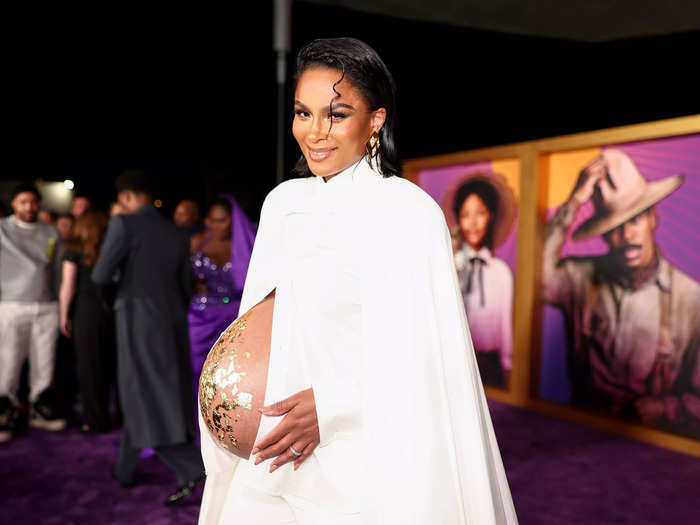 Ciara, who takes on the role of Nettie in the film, incorporated her growing baby bump into her red-carpet look.