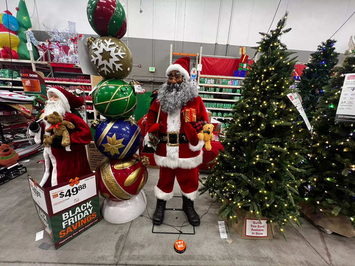 Like Lowe’s, there was holiday merchandise right at the front entrance — just less of it.