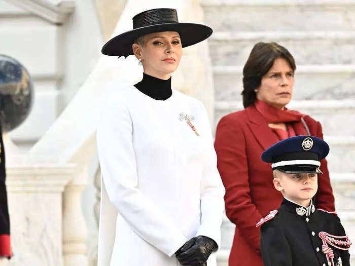 She later put another unique spin on regal attire at a ceremony honoring Monaco National Day.