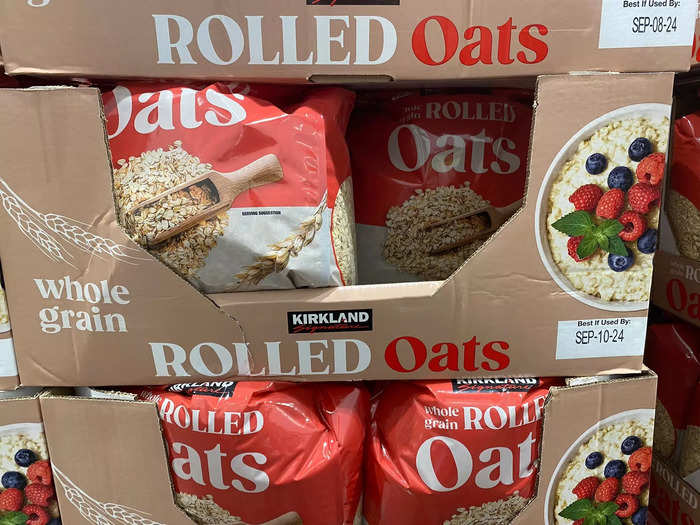 Kirkland Signature rolled oats are great for breakfasts and snacks.