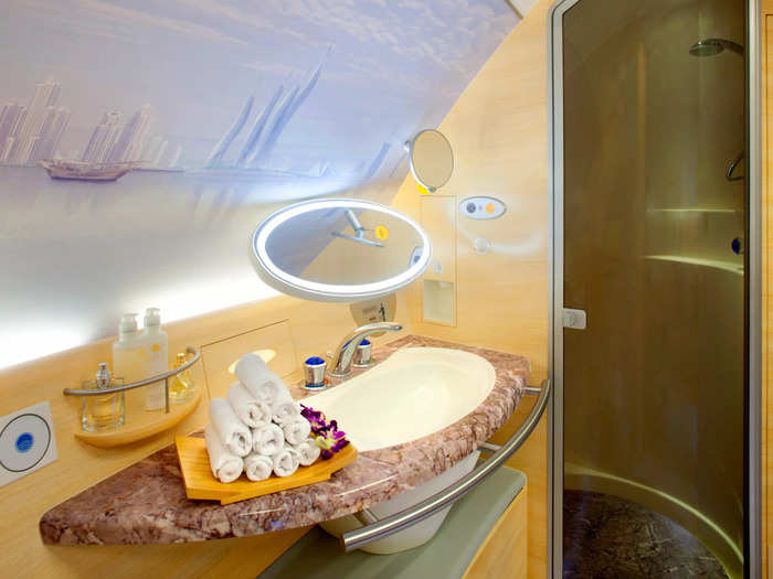 Showers are rare onboard airliners because the water adds extra weight, with Emirates as the only other carrier offering one.