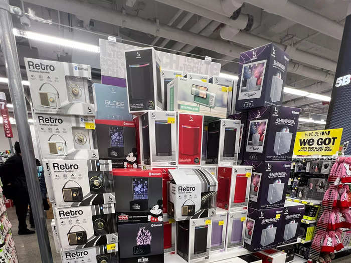 There was a giant display of different types of speakers and a few phone stands.