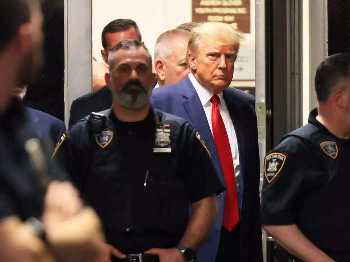 Former President Donald Trump arrived for an arraignment hearing at the New York State Supreme Court on April 4.