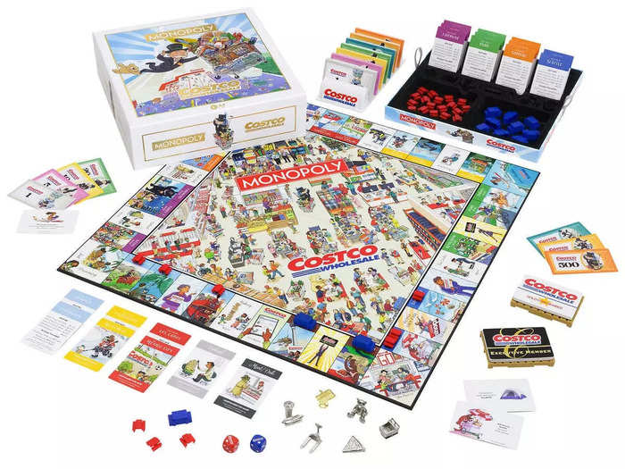 And if you want to recreate the excitement of shopping at Costco at home, you can get your hands on a jumbo-sized, themed Monopoly set for $45. The tokens include a pizza slice and a shopping cart, while railroads are replaced with store departments like a bakery and a deli.