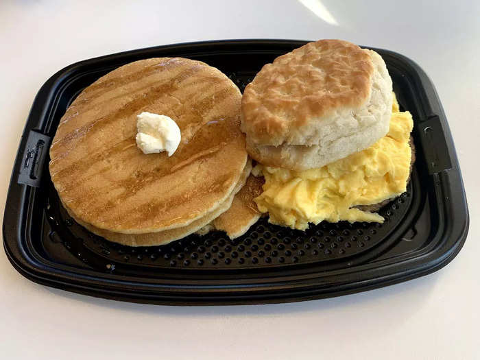  I started at McDonald’s and ordered a Big Breakfast with Hotcakes.