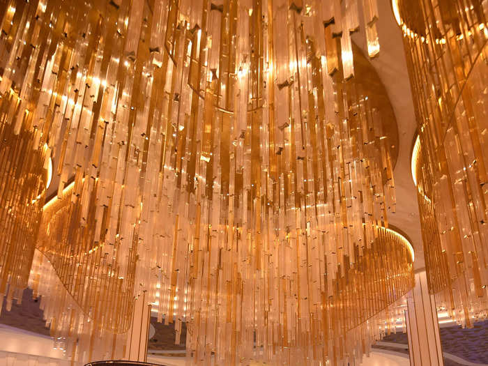 The chandelier, made with "thousands of crystal bowties," is one of the hotel