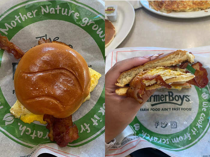 Every component of the two-egg breakfast sandwich is delicious.