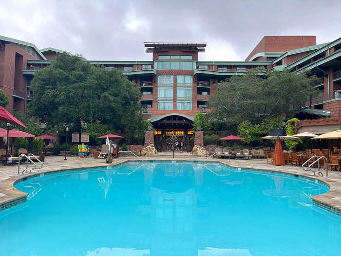 The expansive pool area offered lots of seating and multiple pools.