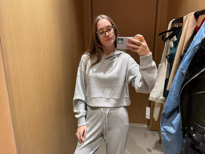 This sweatsuit was cozy but felt cheap. 