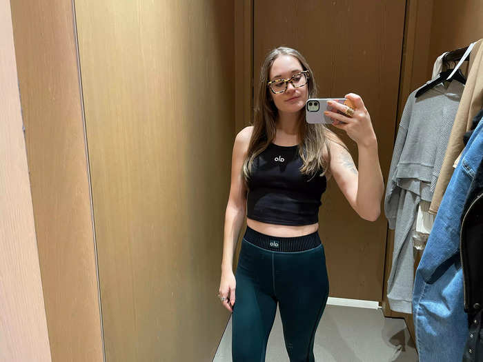 First, I tried on a legging and sports bra set. 