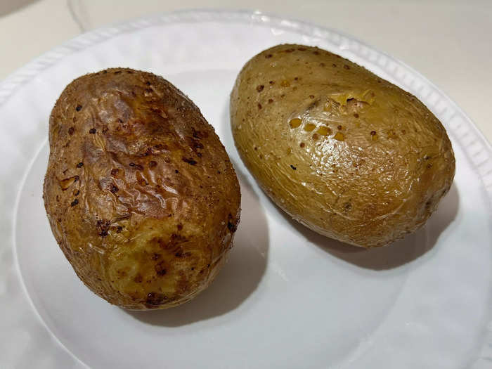 This time, both potatoes came out with crispy skins.