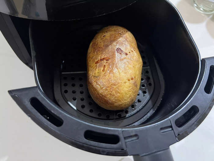 The air-fryer potato went in for 30 minutes at 400 F.