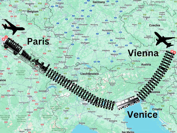 In three days, I flew to Paris, took overnight trains to Venice and Vienna, then flew home.