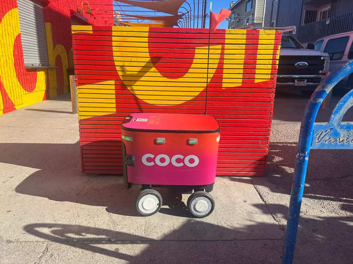 I spotted Coco the food delivery robot at the Venice location.