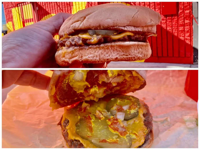 The cheese on the Not a Cheeseburger tasted like melted nothing.