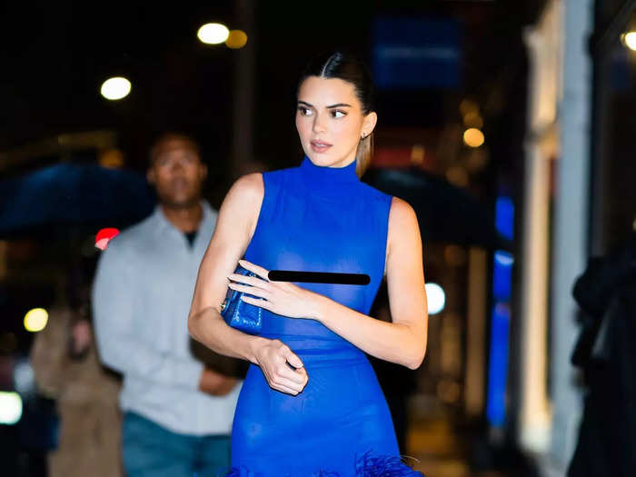 Kendall Jenner wore a dress that was equally vibrant and sheer in April.