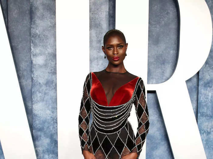 Jodie Turner-Smith proved that sheer fashion can feature bold prints at the Vanity Fair Oscars after-party.