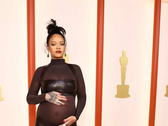 Rihanna showed the power of sheer maternity fashion in March.