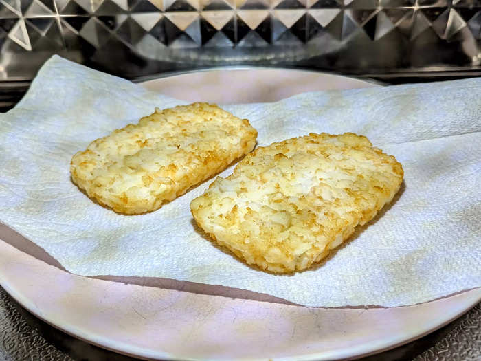 Microwaving the hash browns was fast, but I assumed they wouldn’t crisp up.