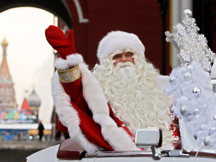 Father Frost visits Russian homes on New Year’s Eve.