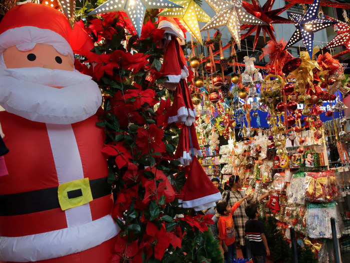 Hanging giant paper lanterns is a common Christmas tradition in India.