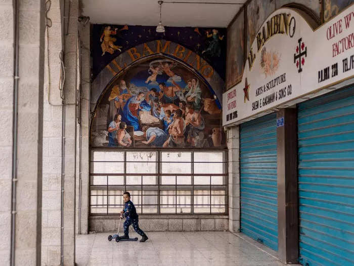 Shops that would normally be bustling with Christmas tourists were shuttered.