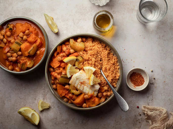 Moroccan-inspired vegetable and chickpea stew