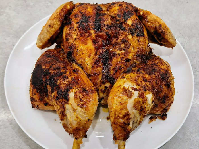 Let the chicken rest before cutting into it. 